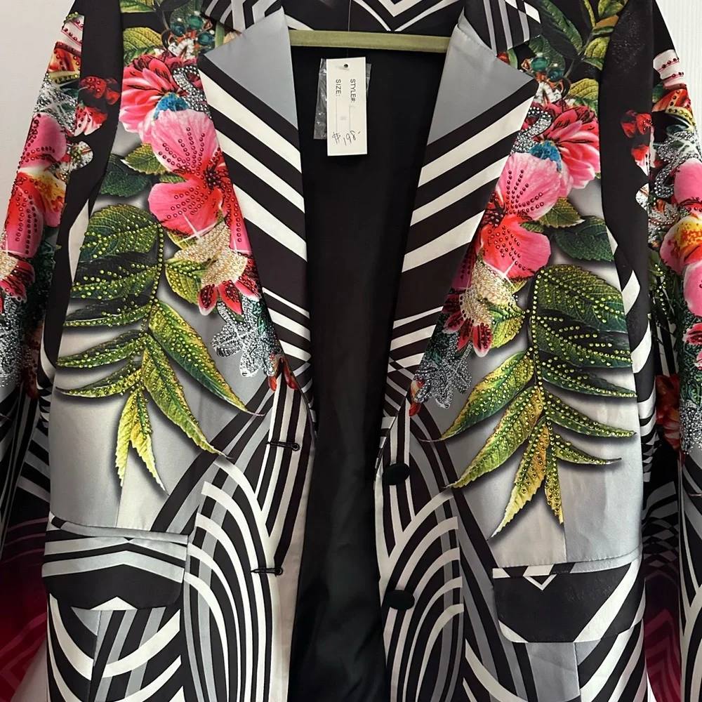 Desigual Multicolor Floral and Geometric Blazer - Picture 3 of 5